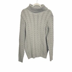 X-RAY Jeans Men Sz M Gray Turtleneck Chunky Cable Knit Sweater Pullover NWT